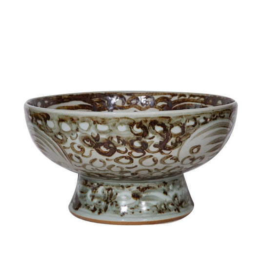 Rust Sea Flower Pedestal Bowl
