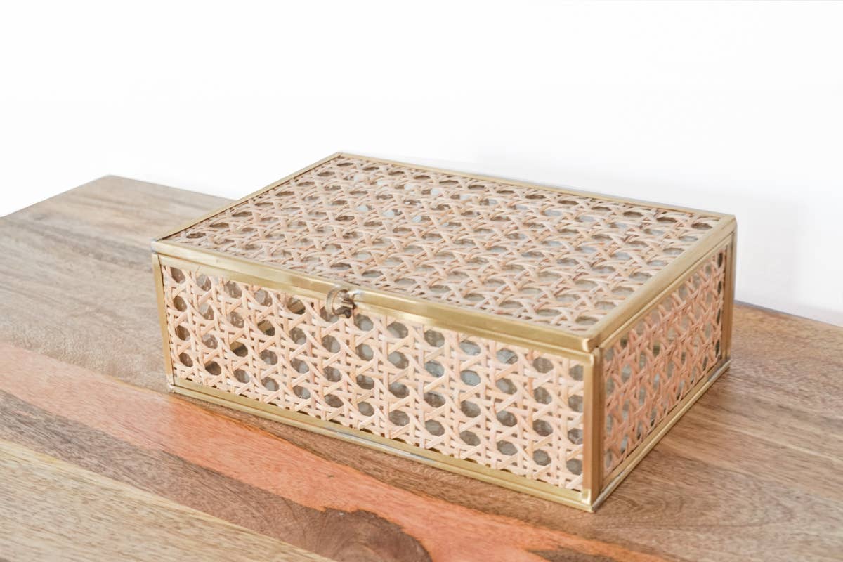 Natural Cane Wicker Box Medium