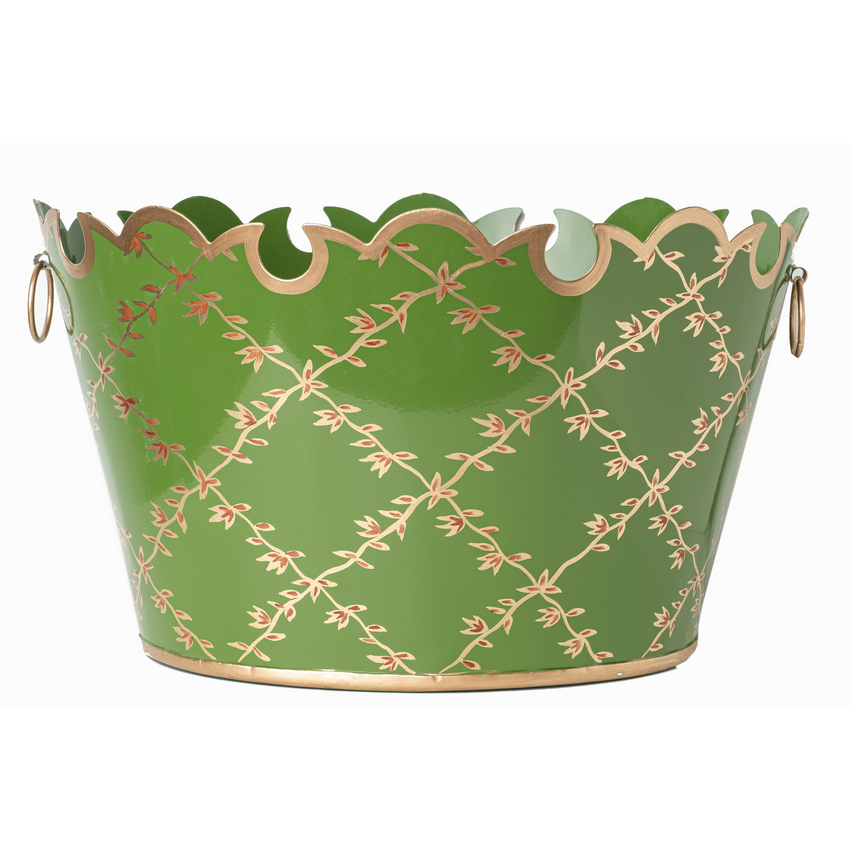 Scalloped Trellis Tole Planter