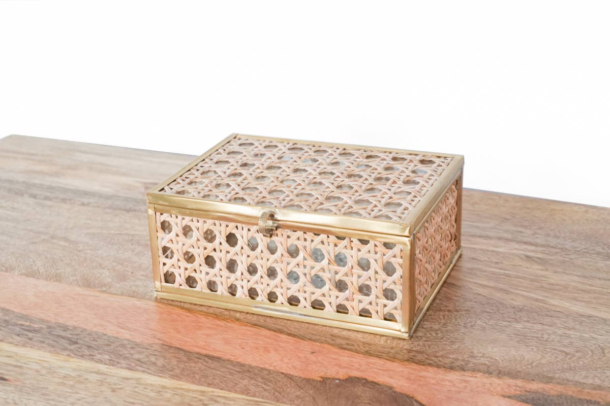 Natural Cane Wicker Box Small