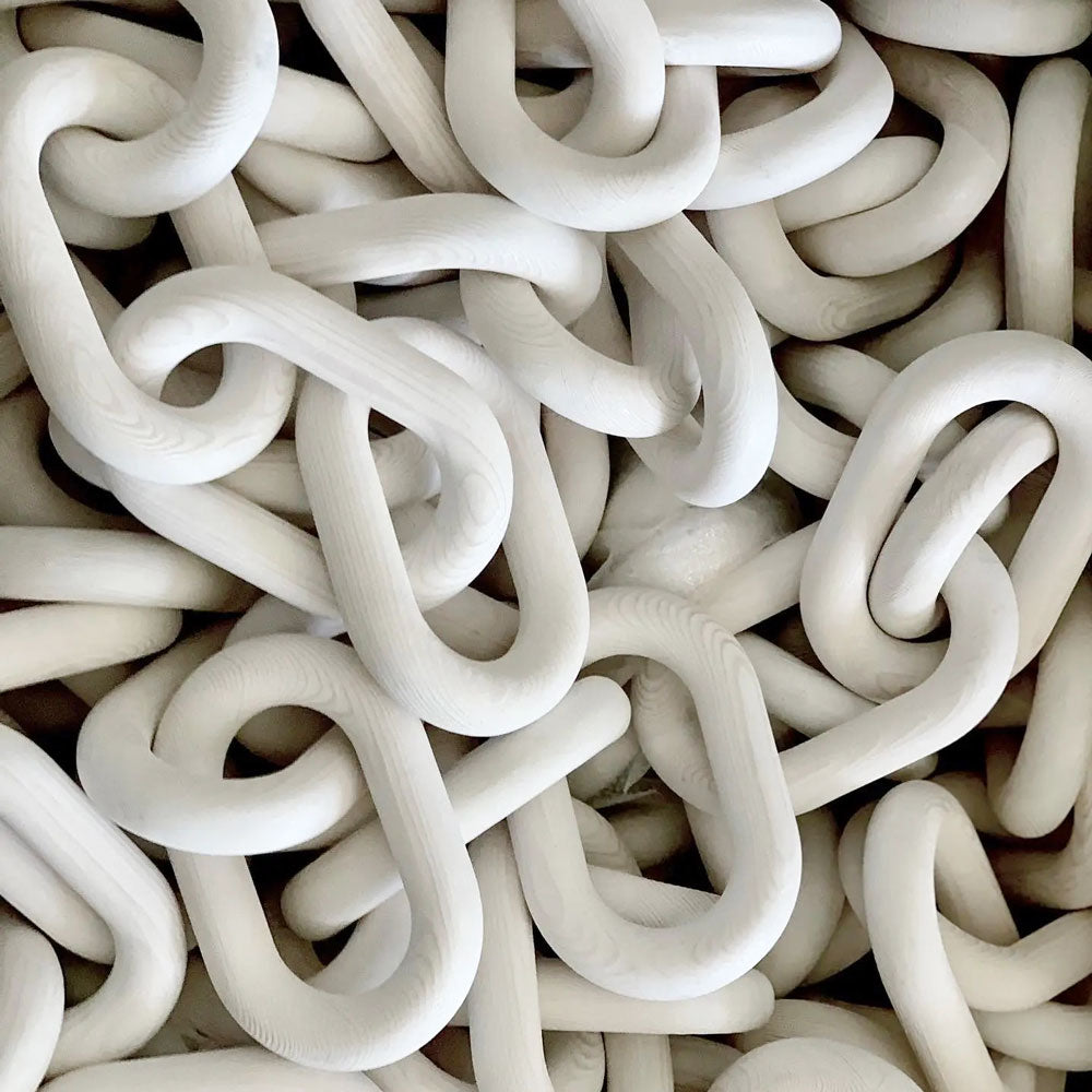 Five Link Wood Chain - White