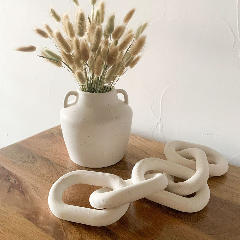 Five Link Wood Chain - White