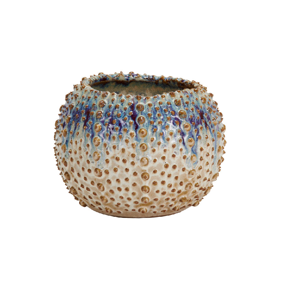 Urchin Vase Ivory & Blue