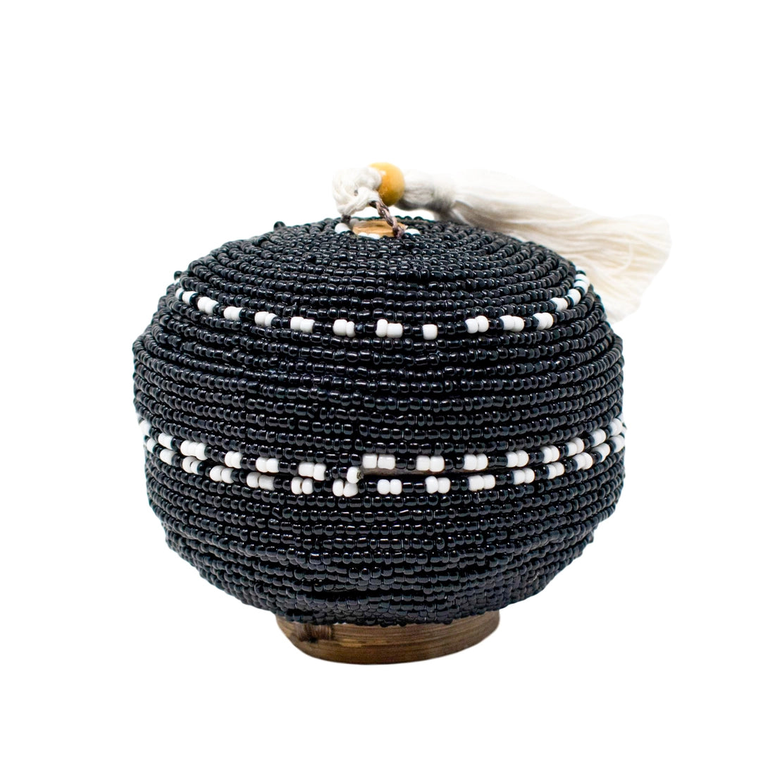 Tassel Bowl Black w/ White Trim