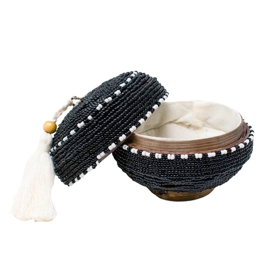 Tassel Bowl Black w/ White Trim