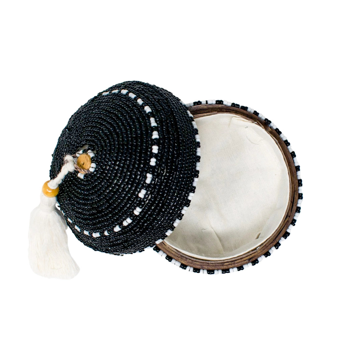 Tassel Bowl Black w/ White Trim