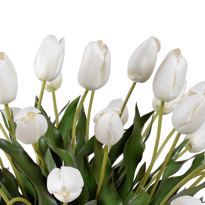 French Tulip Arrangement in Glass White 24"