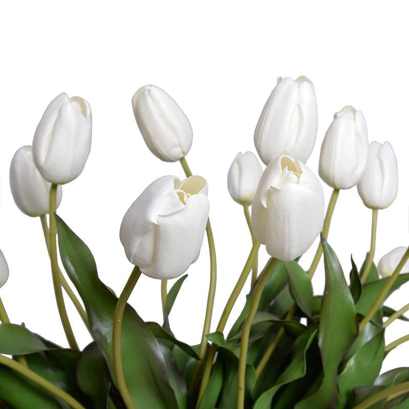 French Tulip Arrangement in Glass White 24"