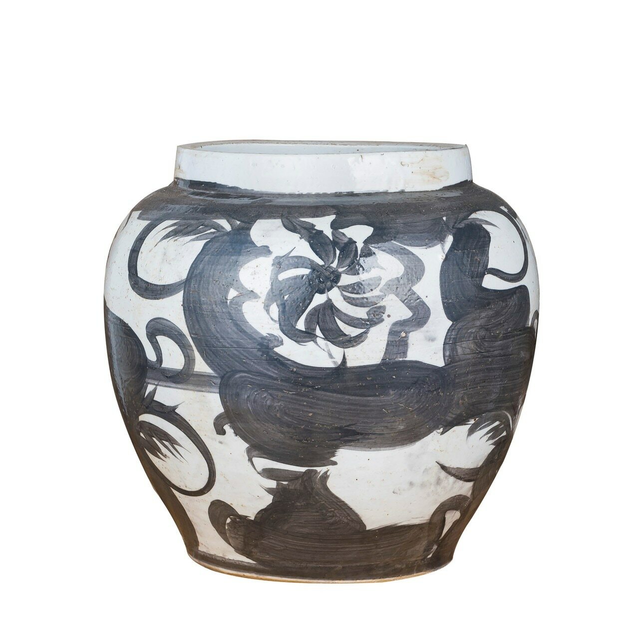 Flower Open Top Jar Charcoal