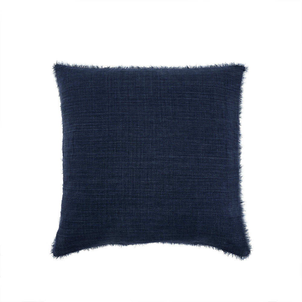 Fringed Linen Pillow Ocean 24"