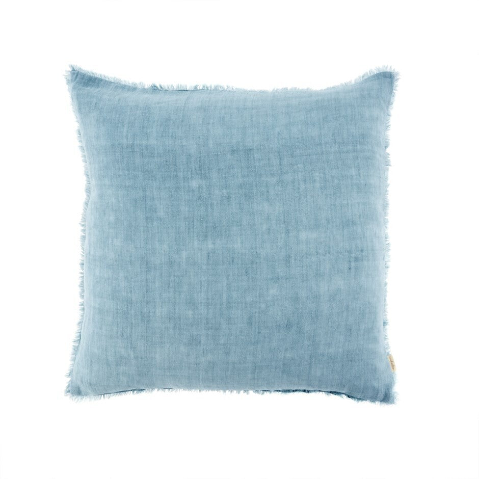 Fringed Linen Pillow Sky 24"