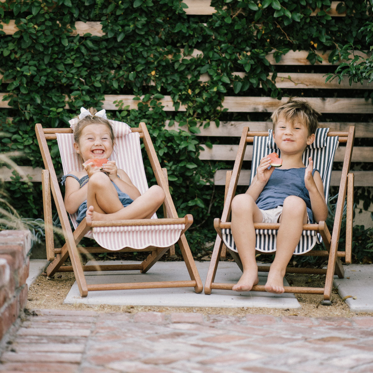 Mini Navy Pinstripe Sling Chair