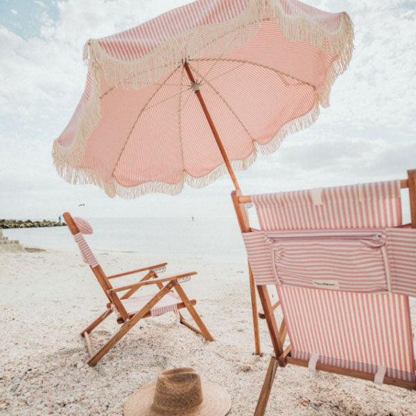 Pink Pinstripe Beach Umbrella