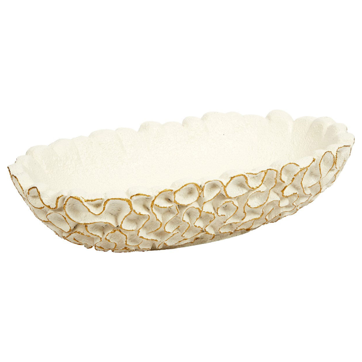 Rhone Oval White & Gold Bowl