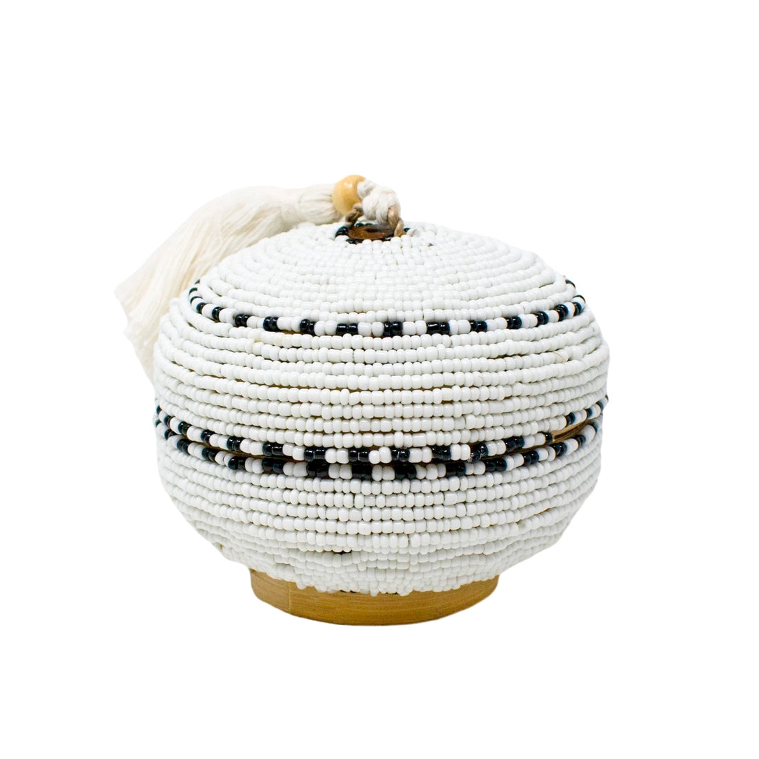 Tassel Bowl White w/ Black Trim