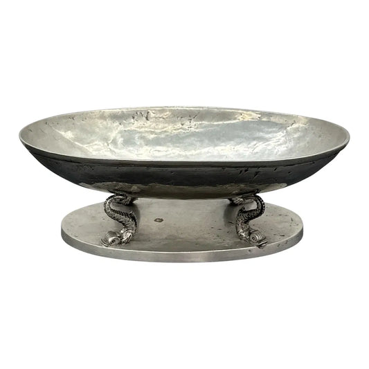 Pewter Bowl with Figural Supports