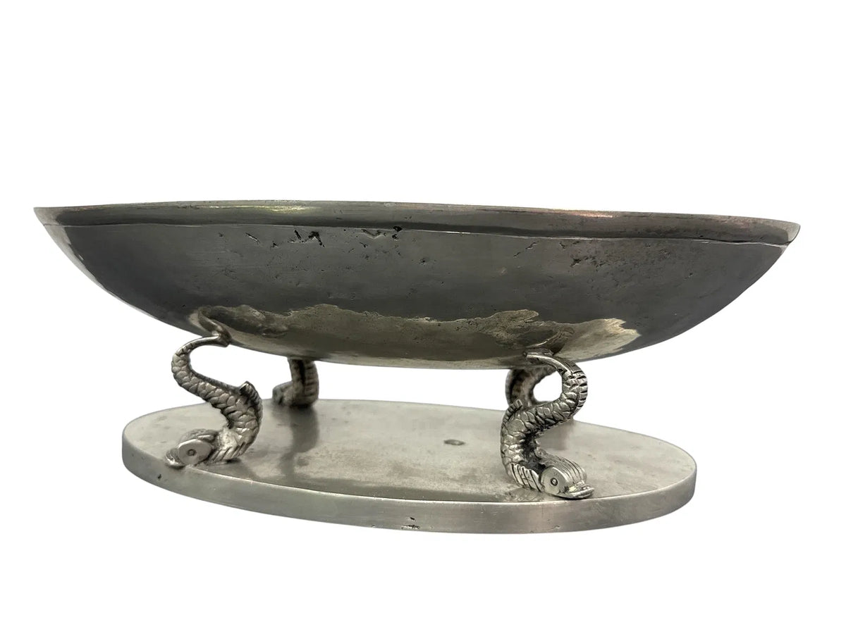 Pewter Bowl with Figural Supports