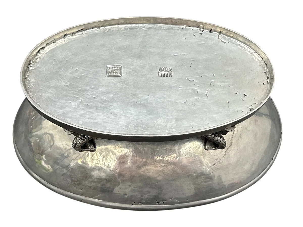 Pewter Bowl with Figural Supports