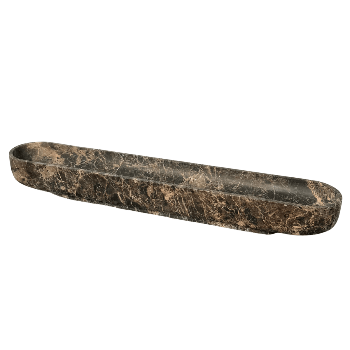 Emperador Dark Brown Marble elongated long bowl