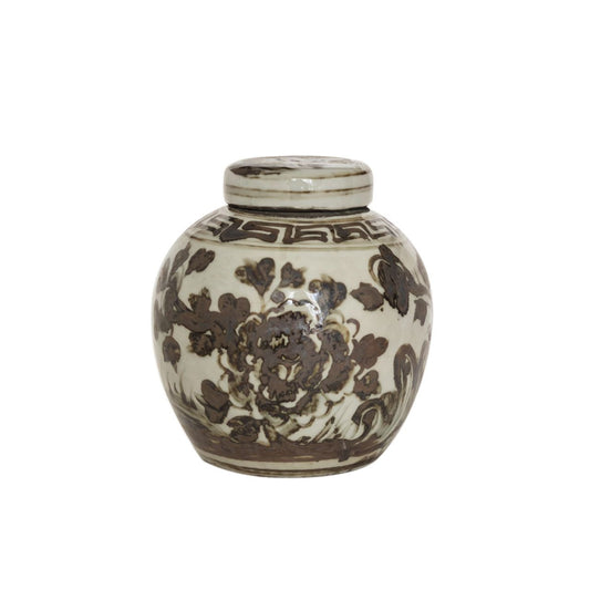 Rose Lidded Jar Rust