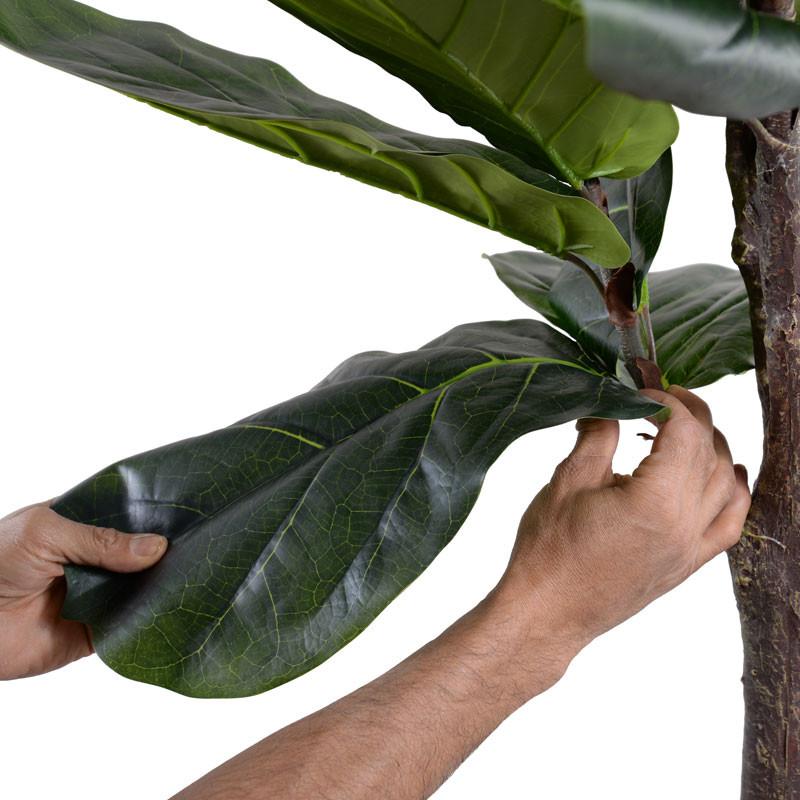 Realistic faux fiddle leaf fig foliage and natural branch detail