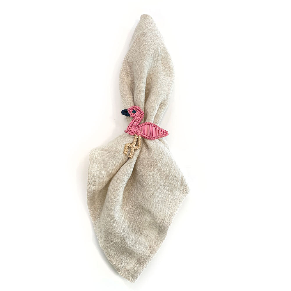 Flamingo Iraca palm napkin ring | raffia napkin ring | table decor | table setting