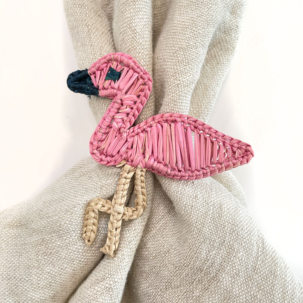 Flamingo Iraca palm napkin ring | raffia napkin ring | table decor | table setting