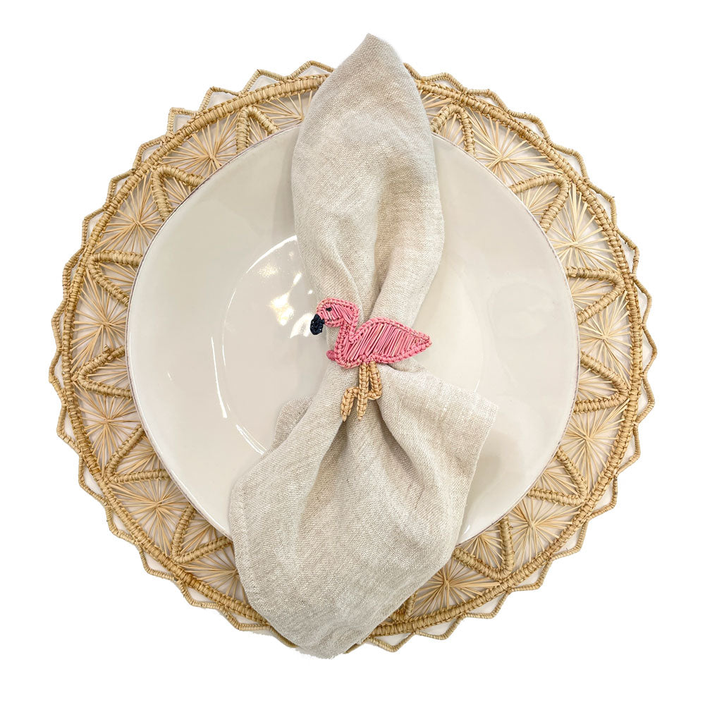Flamingo Iraca palm napkin ring | raffia napkin ring | table decor | table setting