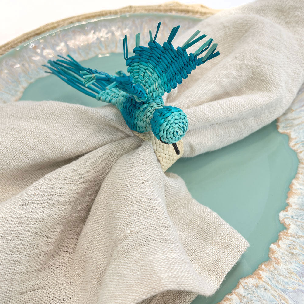 Hummingbird Iraca palm napkin ring | raffia napkin ring | table decor | table setting