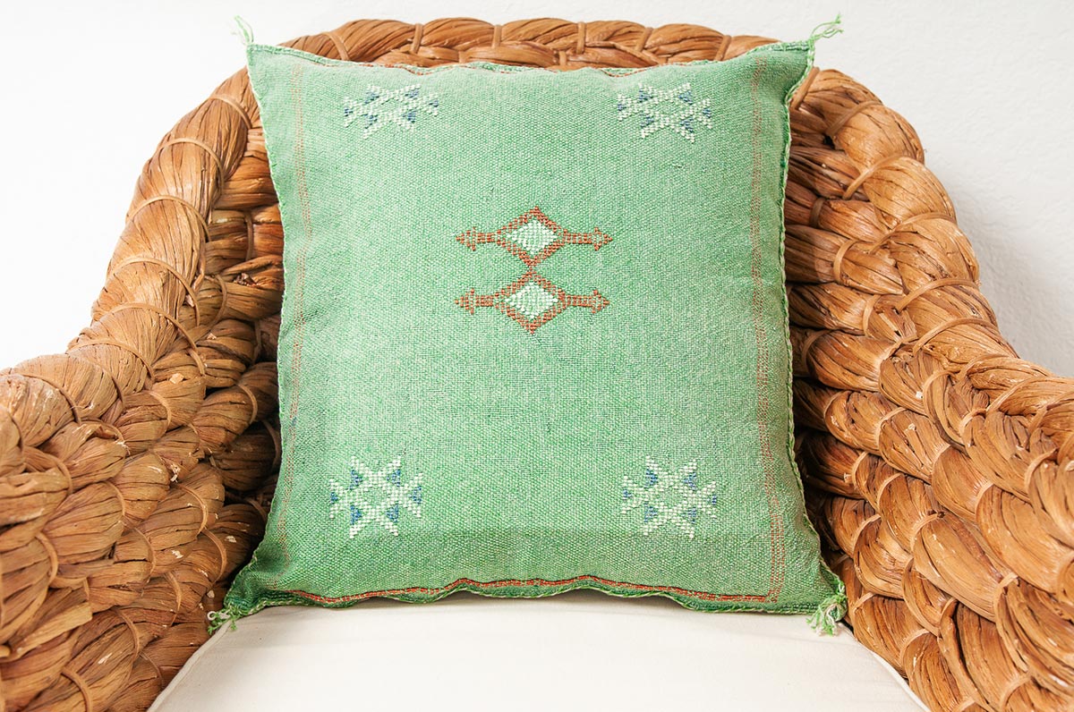 Moroccan cactus silk pillow green|cactus silk pillows|Moroccan silk pillow|Moroccan pillow green|Boho pillow|Boho decor
