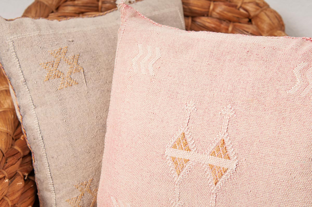 Pink Moroccan cactus silk pillows sabra pillows sabra silk pillows Moroccan imported pillows