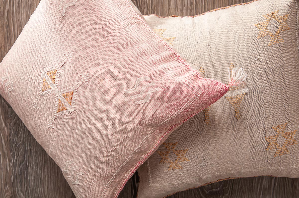 Pink Moroccan cactus silk pillows sabra pillows sabra silk pillows Moroccan imported pillows