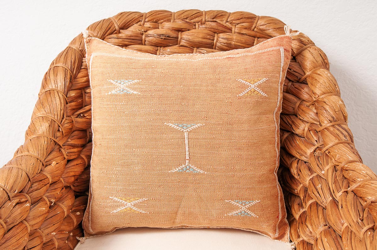 Orange Moroccan cactus silk pillows sabra pillows sabra silk pillows Moroccan imported pillows