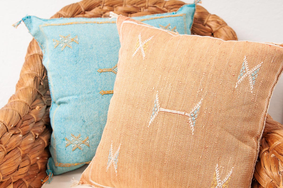 Orange Moroccan cactus silk pillows sabra pillows sabra silk pillows Moroccan imported pillows