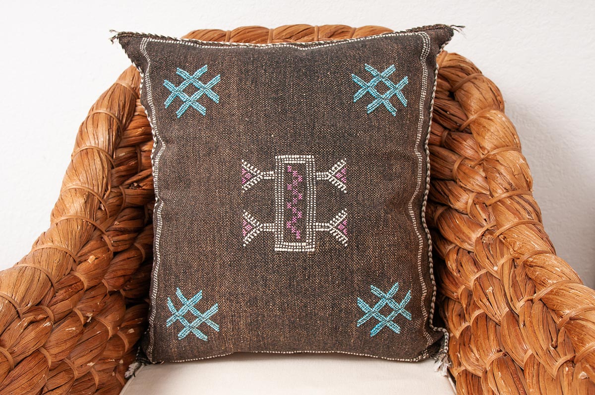 Black Moroccan cactus silk pillows sabra pillows sabra silk pillows Moroccan imported pillows