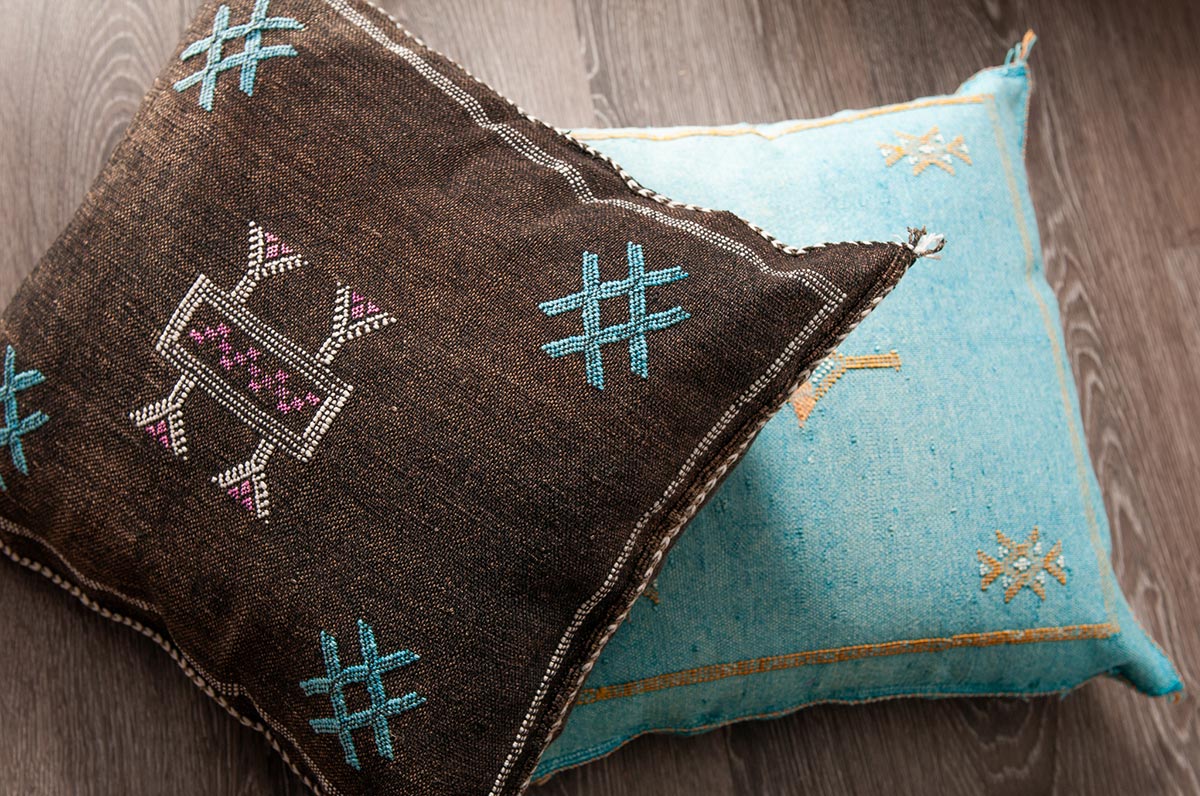 Black Moroccan cactus silk pillows sabra pillows sabra silk pillows Moroccan imported pillows