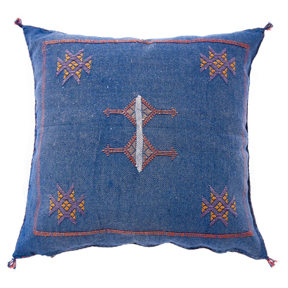 Blue Moroccan cactus silk pillows sabra pillows sabra silk pillows Moroccan imported pillows