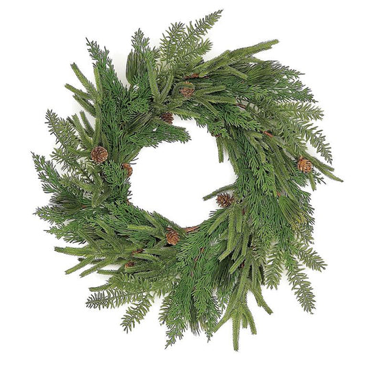 Faux Mixed Pine Wreath 24"