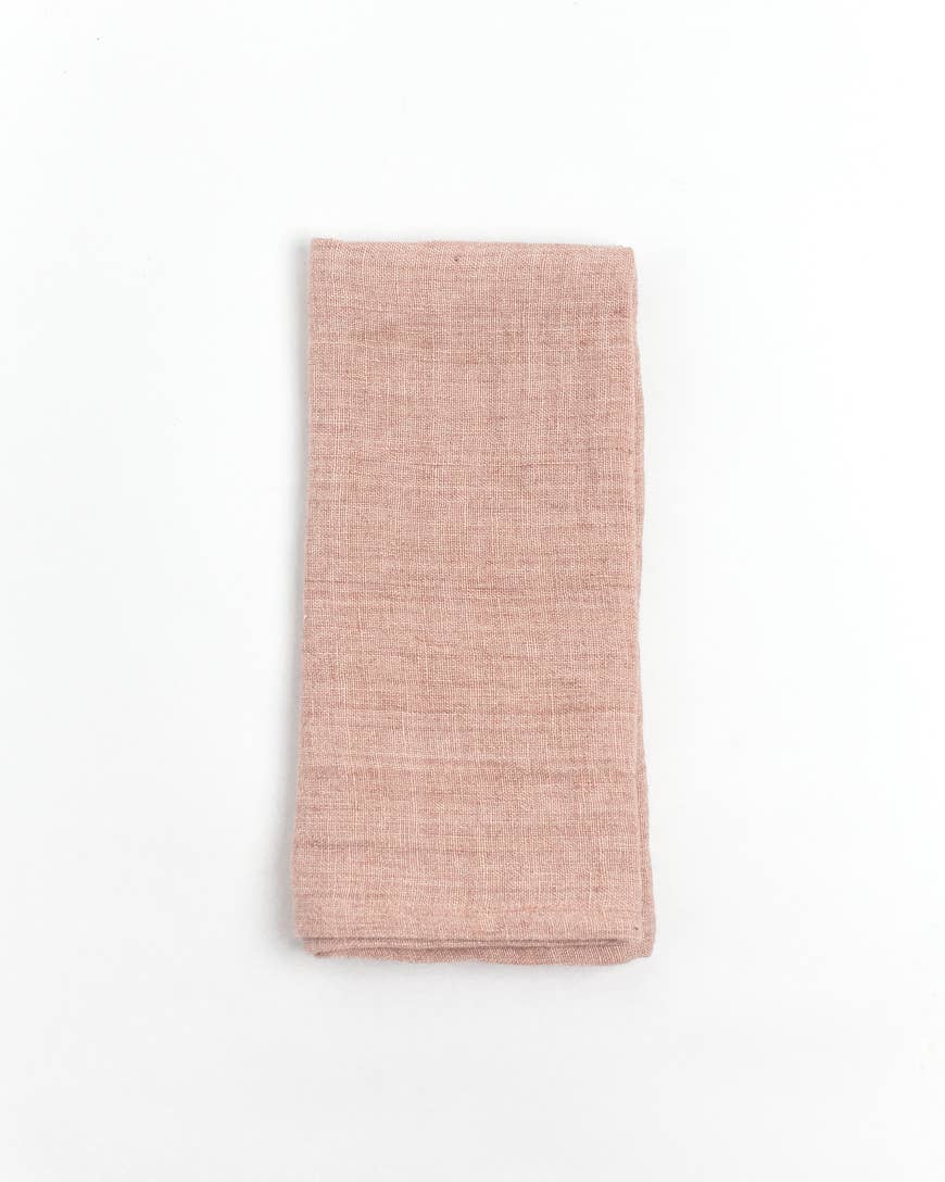 Linen Dinner Napkin Hemmed - Rose