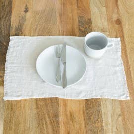 Linen Placemat Fringed - Ivory