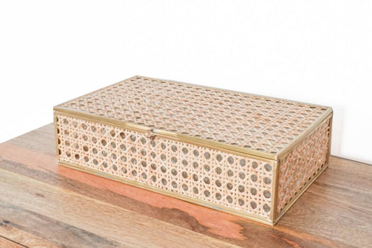 Natural Cane Wicker Box Large