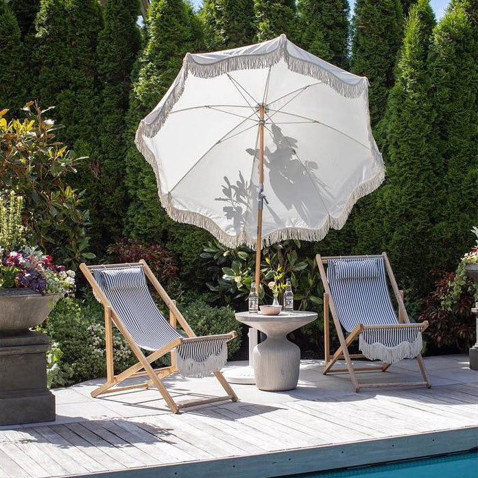 Vintage White Beach Umbrella