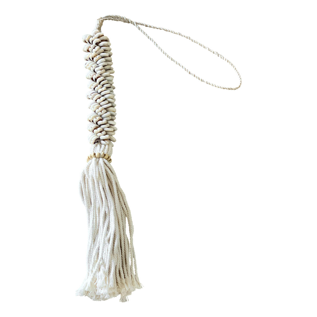 Shell Tassel - White Cowrie – Palm Bungalow