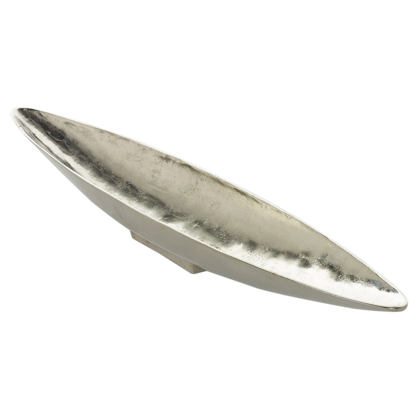 Long Metal boat shaped bowl for dining table silver