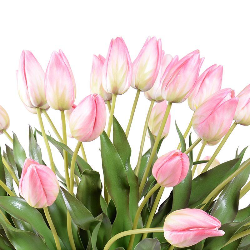 French Tulip Arrangement in Glass Pink 24"