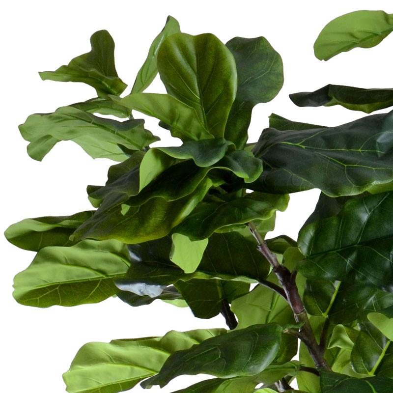 leaf detail of Palm Bungalow's faux fiddle leaf fig tree