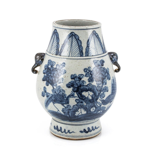 Blue & White Vase Elephant Handles