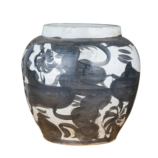 Flower Open Top Jar Charcoal