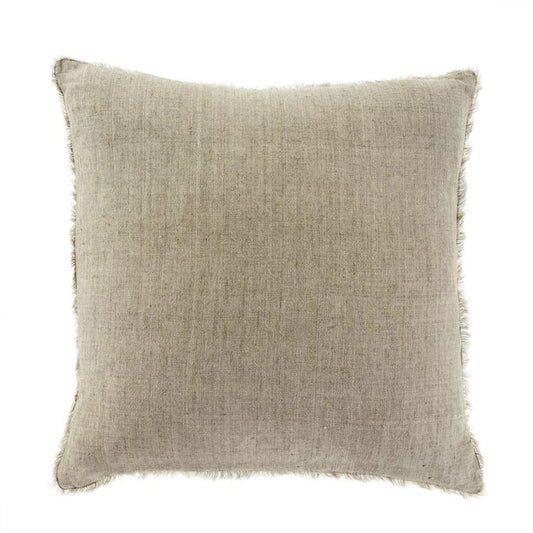 Fringed Linen Pillow Gravel 24"