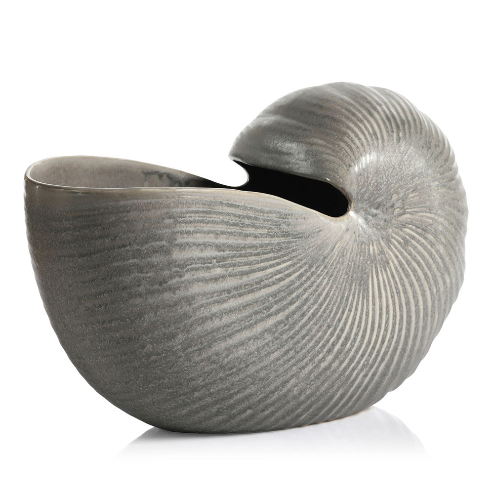 Nautilus Stoneware Vase Gray